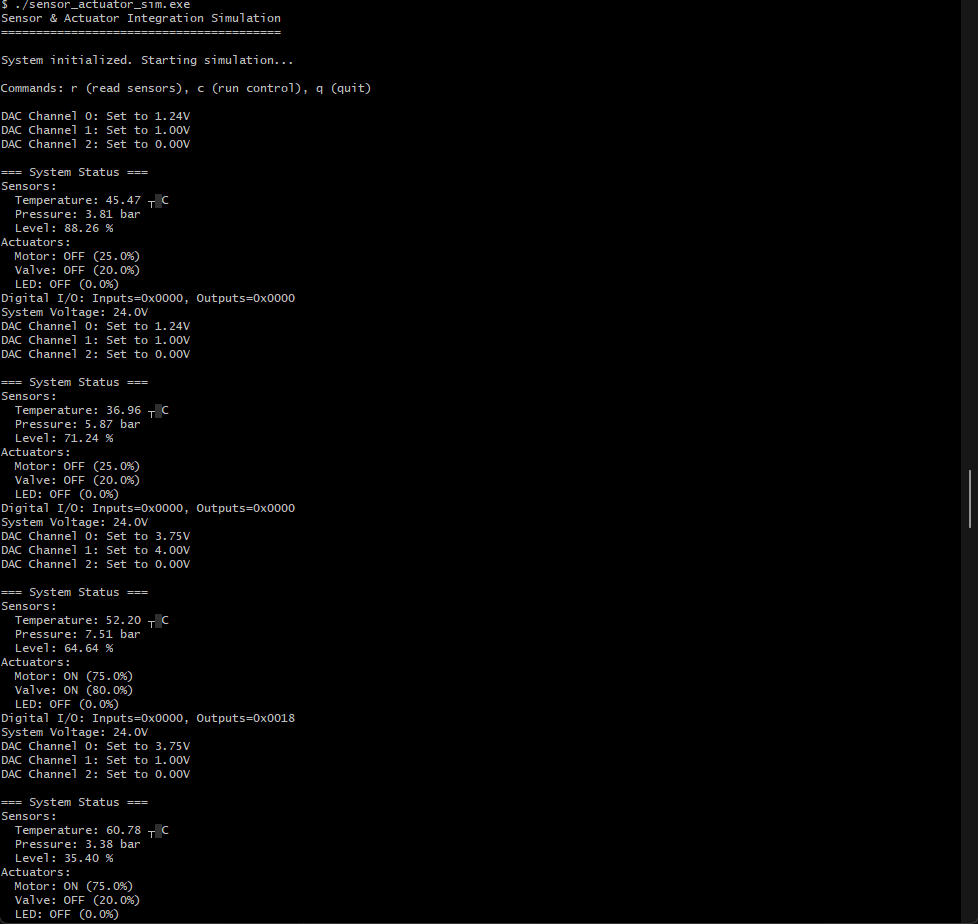 Sensor & Actuator Integration Screenshot